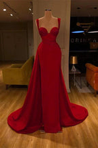 Stunning Long Sweetheart Mermaid Satin Prom Dresses with High Slit by BIZTUNNEL