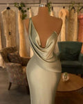 Sage Green Silk Satin Evening Dress,Elegant Long Prom Gown , Reception Dress Y736 by simplepromdress