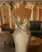 Sage Green Silk Satin Evening Dress,Elegant Long Prom Gown , Reception Dress Y736 by simplepromdress