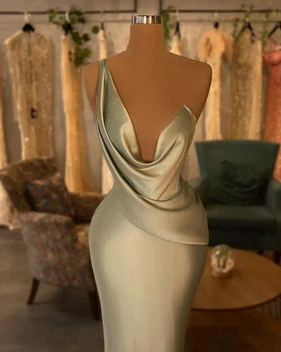 Sage Green Silk Satin Evening Dress,Elegant Long Prom Gown , Reception Dress Y736 by simplepromdress