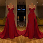 Stunning Long Sweetheart Mermaid Satin Prom Dresses with High Slit by BIZTUNNEL