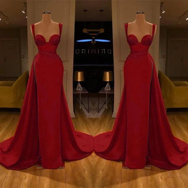 Stunning Long Sweetheart Mermaid Satin Prom Dresses with High Slit by BIZTUNNEL
