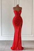 Sleeveless Sweetheart Mermaid Prom Dress with Sequins and Thigh-High Split by BIZTUNNEL