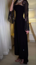 Elegant A Line Black Strapless Long Prom Dress Formal Evening Dress Y7610 by simplepromdress