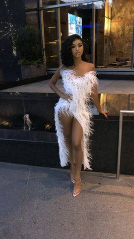 Vestido de noche sexy blanco elegante para fiesta de graduación Y1877