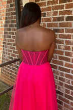 Abysmal | A-Line Strapless Beads Empire-Waist Sleeveless Prom Dress With Slit by KissProm