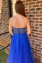 Abysmal | A-Line Strapless Beads Empire-Waist Sleeveless Prom Dress With Slit by KissProm