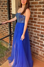 Abysmal | A-Line Strapless Beads Empire-Waist Sleeveless Prom Dress With Slit by KissProm