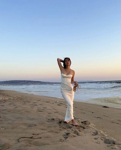 Elegante vestido de noche largo de sirena con tirantes finos en blanco, vestido de fiesta Y7513