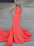 Adley | One Shoulder Mermaid Sleeveless Satin Prom Dress with Train by KissProm