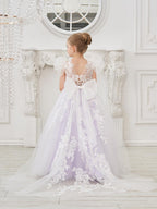 Detachable  Lace Tulle Sweep Train Flower Girl Dress - photo 3