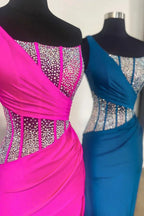 Laylani | Blue Mermaid One Shoulder Long Prom Dresses with Beaded by KissProm