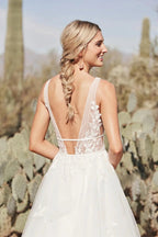 Pastrol Wedding Dresses V-neck Backless Tulle For Women 2023 Bride A-LINE Appliques Vestidos De Novia Made To Order by payinti