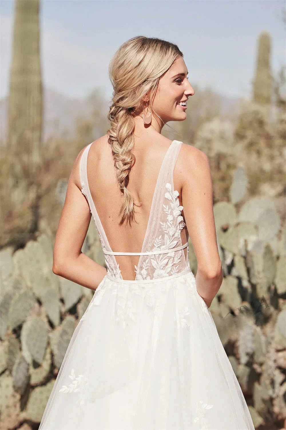 Pastrol Wedding Dresses V-neck Backless Tulle For Women 2023 Bride A-LINE Appliques Vestidos De Novia Made To Order by payinti