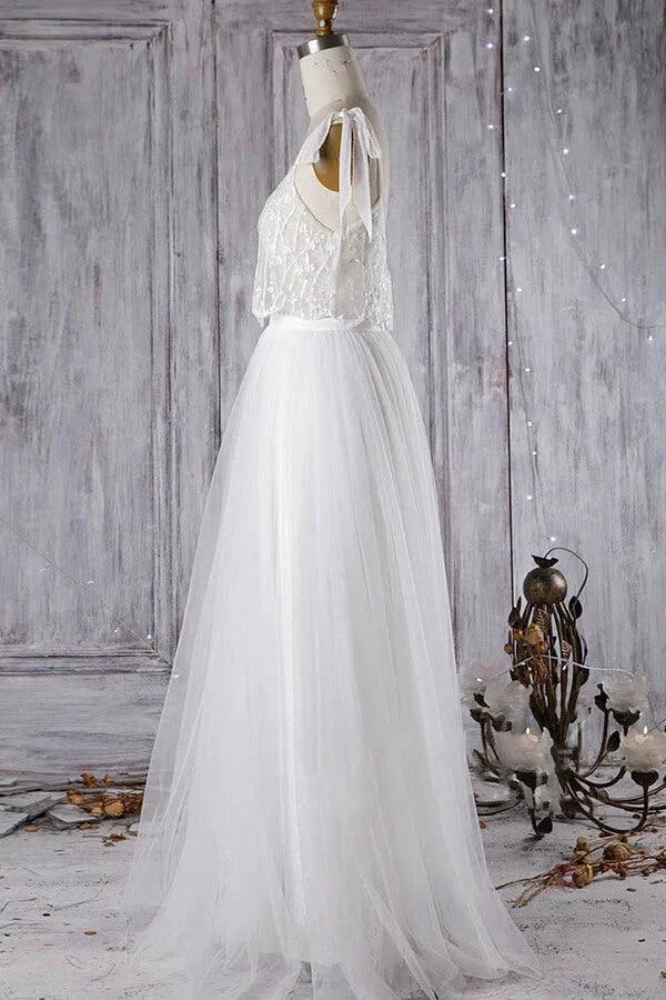 Affordable Long A-line Sweetheart Tulle Lace Backless Wedding Dress by BIZTUNNEL