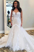 Affordable V-Neck Sleeveless Lace Bridal Wears by misshow.com
