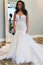 Affordable V-Neck Sleeveless Lace Bridal Wears by misshow.com