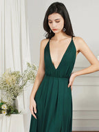 Affordable V-Neck Straps Chiffon Bridesmaid Dresses by misshow.com