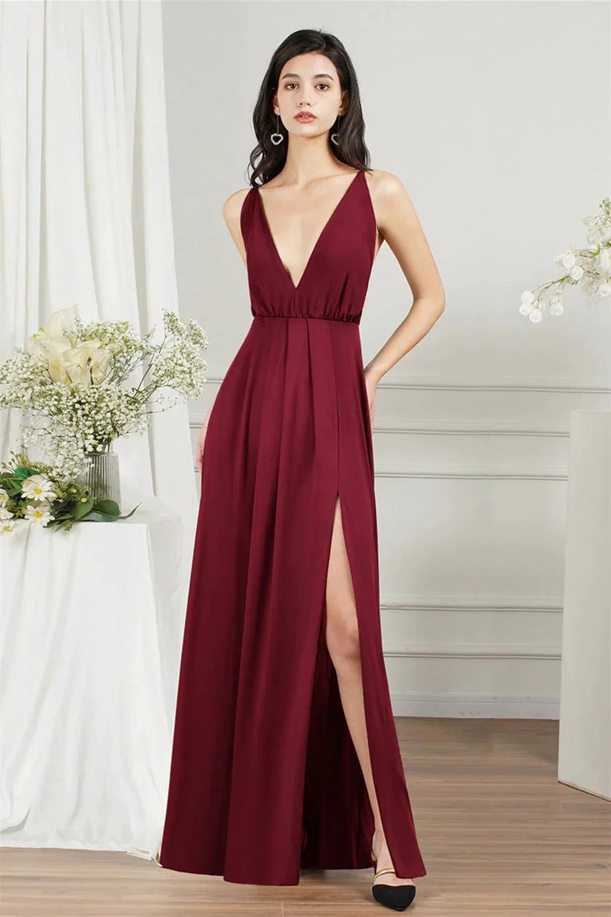 Affordable V-Neck Straps Chiffon Bridesmaid Dresses by misshow.com