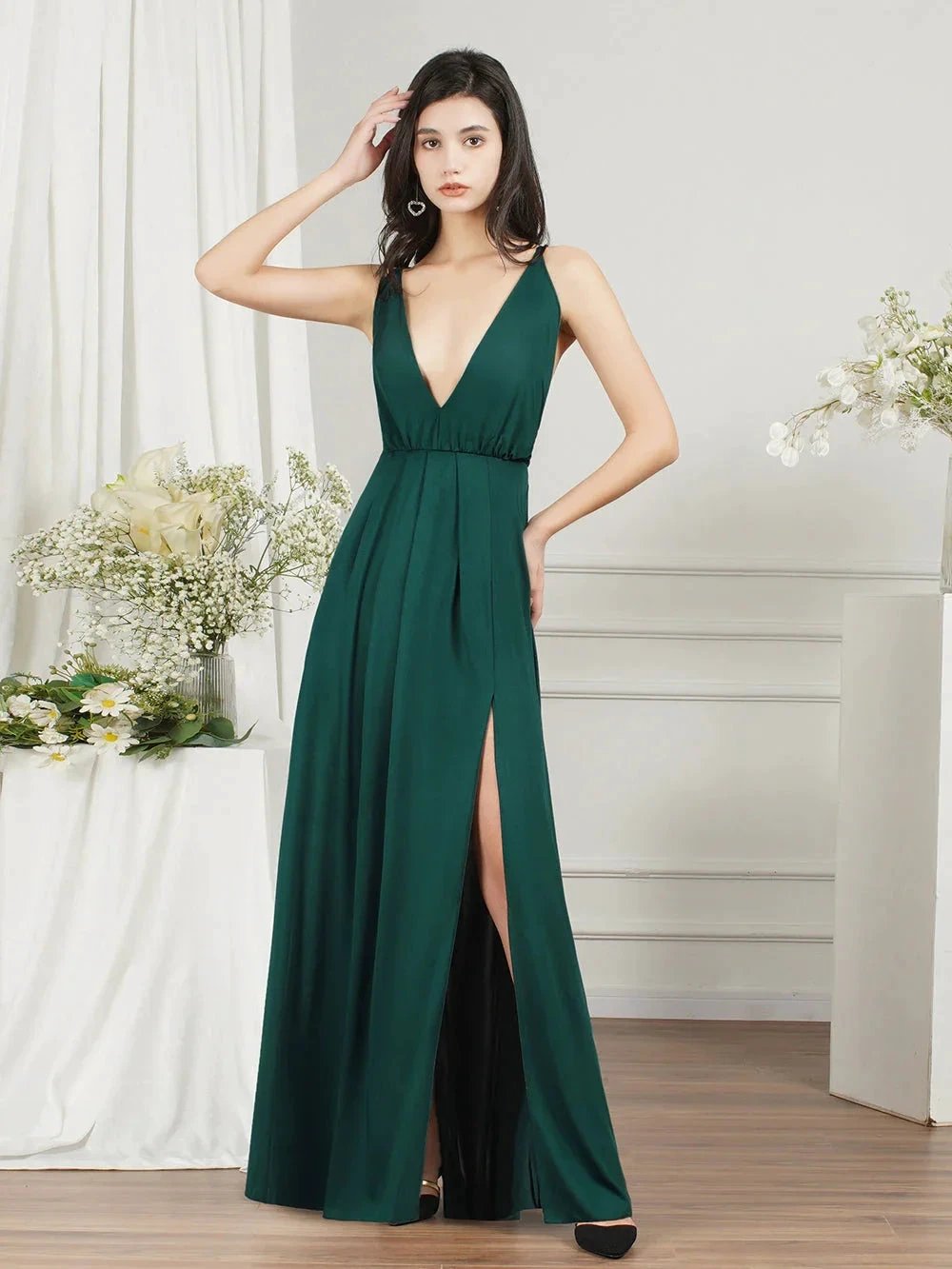 Affordable V-Neck Straps Chiffon Bridesmaid Dresses by misshow.com