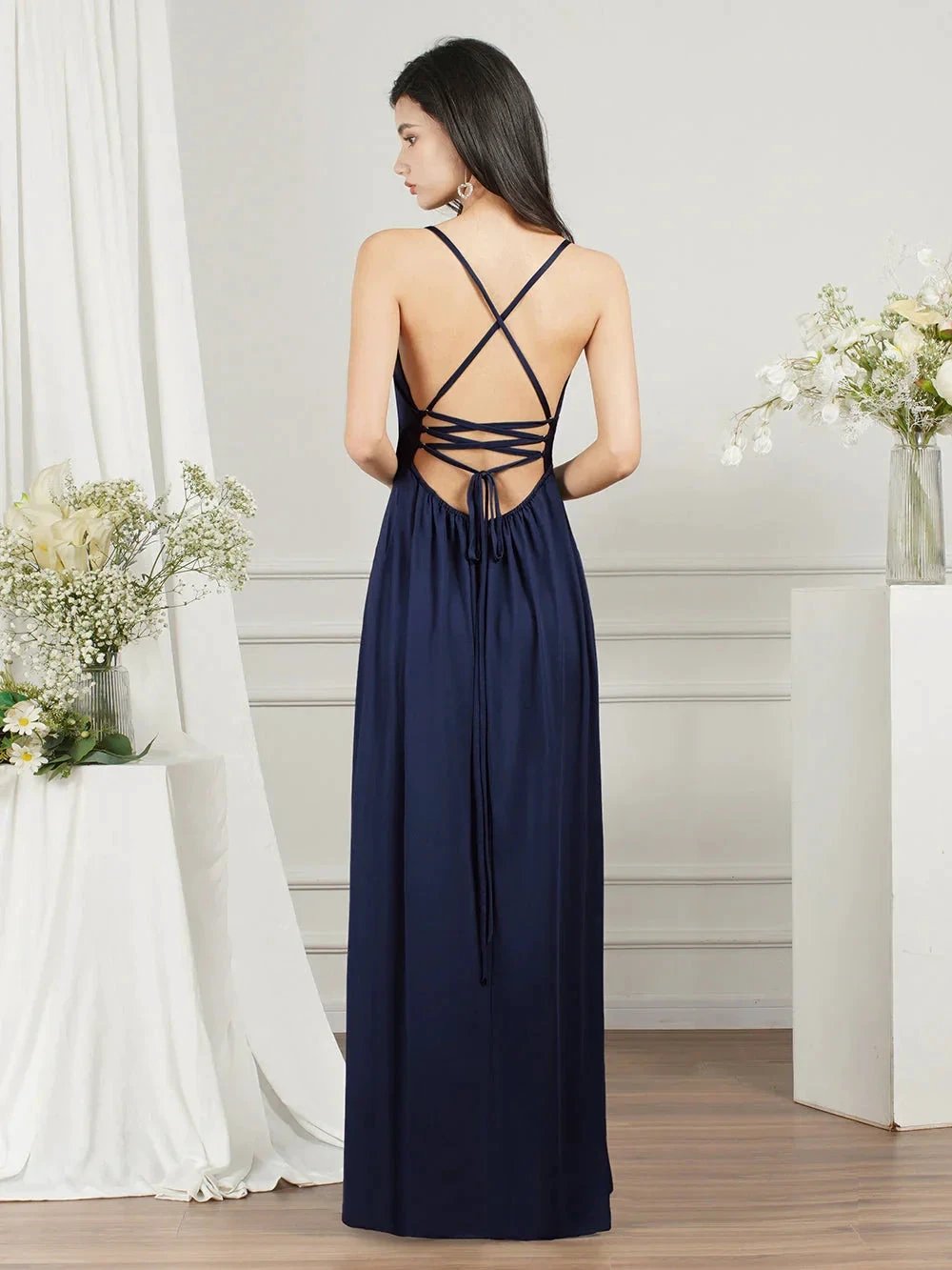 Affordable V-Neck Straps Chiffon Bridesmaid Dresses by misshow.com