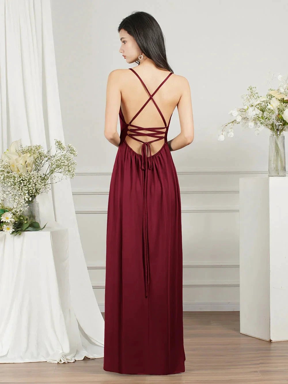 Affordable V-Neck Straps Chiffon Bridesmaid Dresses by misshow.com