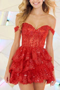 Tiered Homecoming Dresses Off The Shoulder SYH85 by vivymakudress