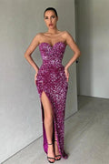 Alluring Glittering Sequins Sweetheart Side-Slit Prom Dresses by misshow.com