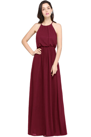 Increíble vestido de dama de honor de gasa sin mangas con escote en A