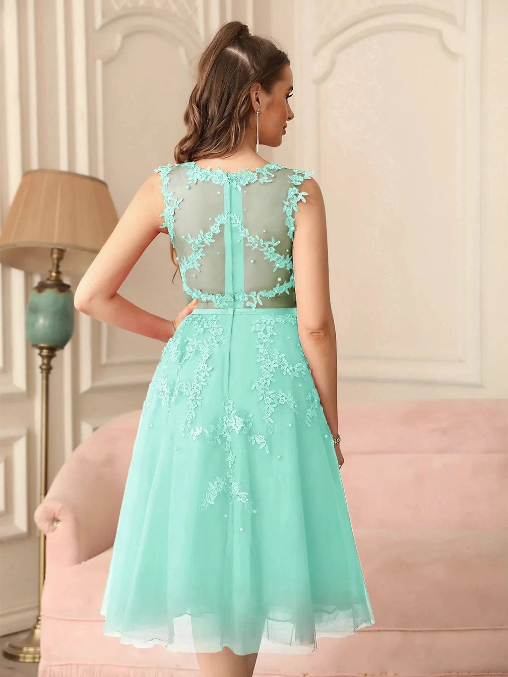 Amazing A-Line Scoop Sleeveless Lace Short Bridesmaid Dresses by misshow.com