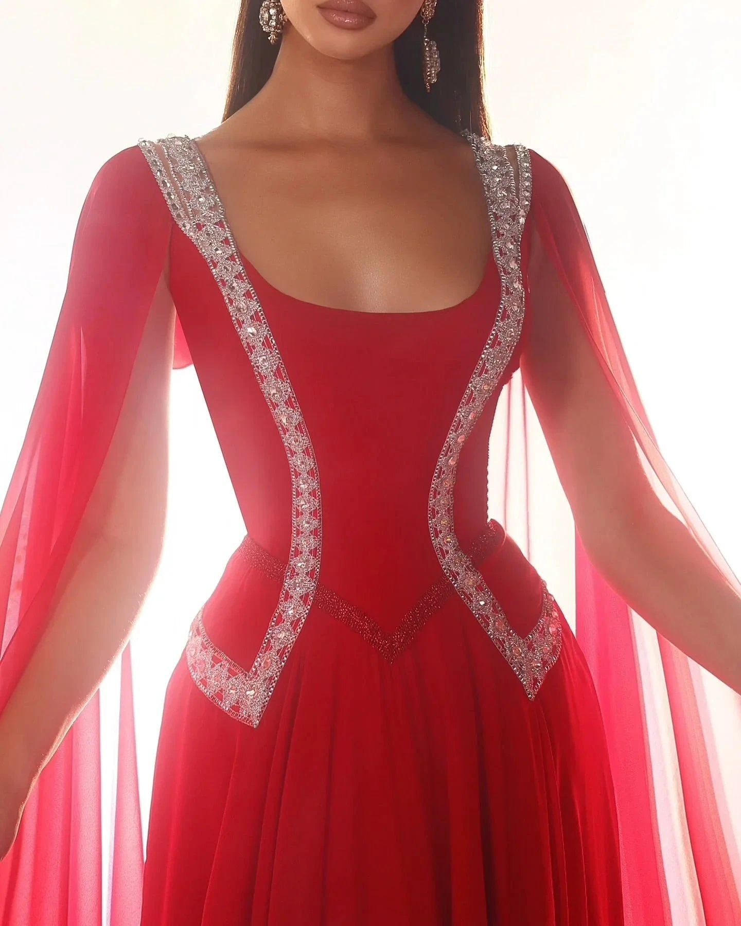 Amazing A-Line Tulle Scoop Sleeveless Red Prom Dress With Ruffles by misshow.com
