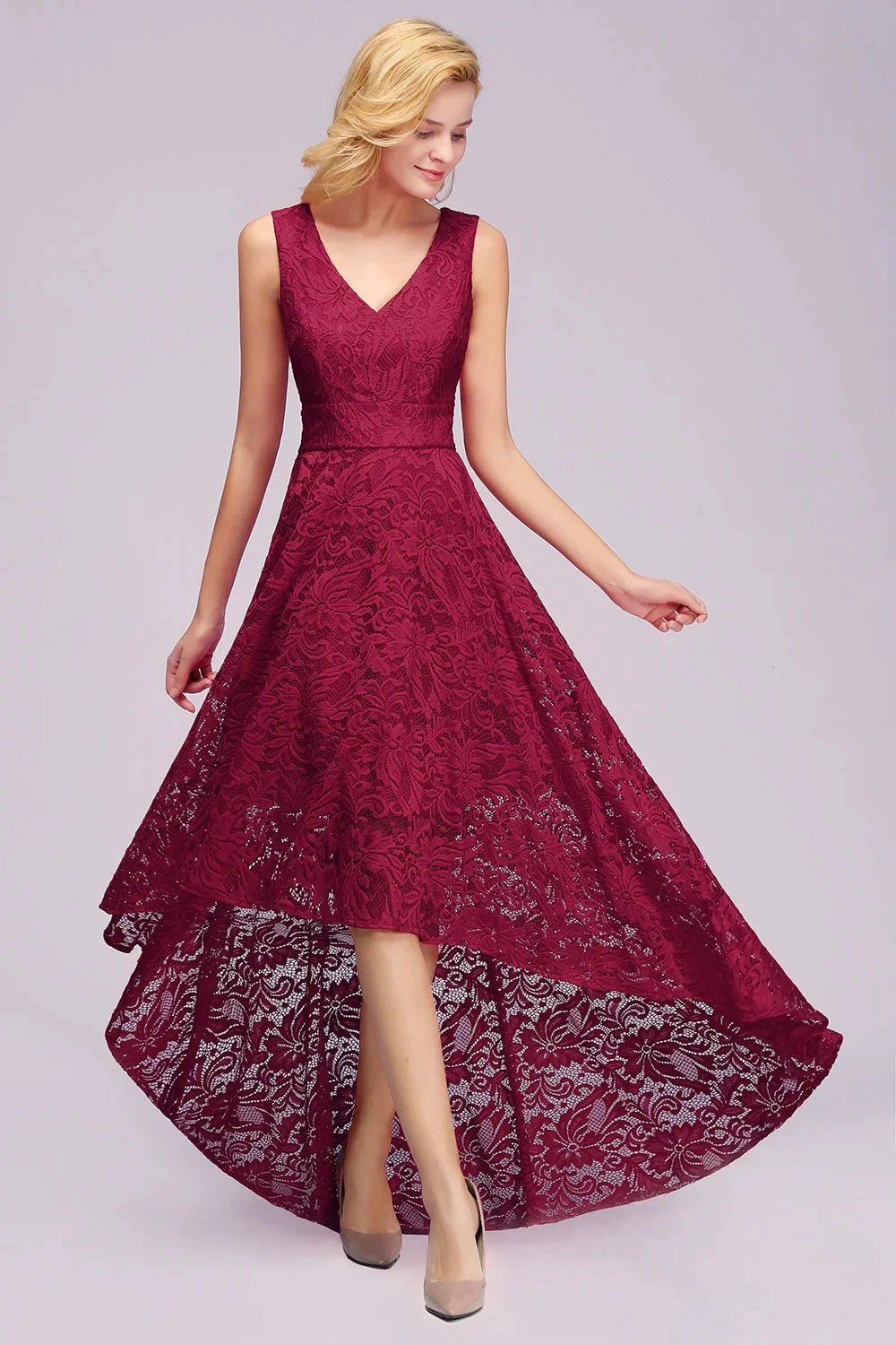 Amazing A-Line V-Neck Sleeveless Lace Bridesmaid Dress by misshow.com
