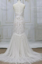 Amazing Appliques Tulle Mermaid Elegant Wedding Dresses by misshow.com