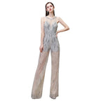 Amazing Illusion High Neck See-through Party Jumpsuit Sleeveless Prom Wear by misshow.com
