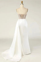 Amazing Long Mermaid Strapless Sequins Pearls Satin Formal Prom Dresses by BIZTUNNEL