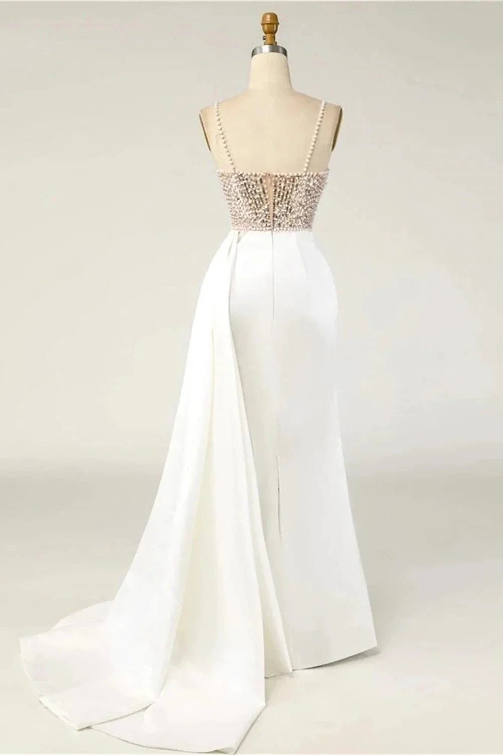 Amazing Long Mermaid Strapless Sequins Pearls Satin Formal Prom Dresses by BIZTUNNEL