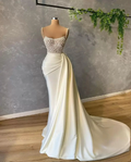 Amazing Long Mermaid Strapless Sequins Pearls Satin Formal Prom Dresses by BIZTUNNEL