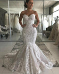 Amazing Long Mermaid Sweetheart Appliques Lace Wedding Dress by BIZTUNNEL
