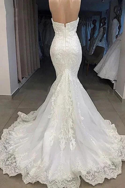 Amazing Sweetheart Appliqued Mermaid Elegant Wedding Dresses by misshow.com