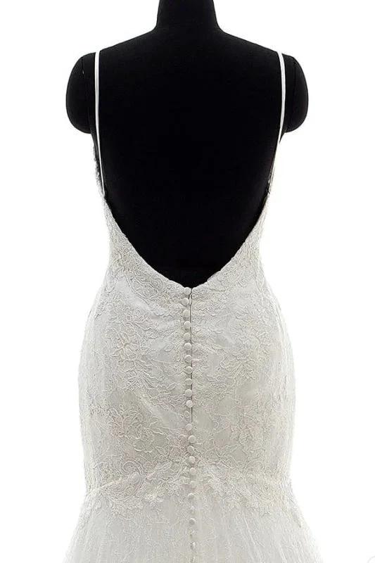 Appliques Spaghetti Strap Mermaid Elegant Wedding Dresses by misshow.com