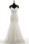Appliques Spaghetti Strap Mermaid Elegant Wedding Dresses by misshow.com