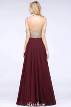 Appliques Spaghetti Straps Prom Dresses | A-Line Sleeveless Evening Dresses by misshow.com