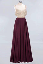 Appliques Spaghetti Straps Prom Dresses | A-Line Sleeveless Evening Dresses by misshow.com