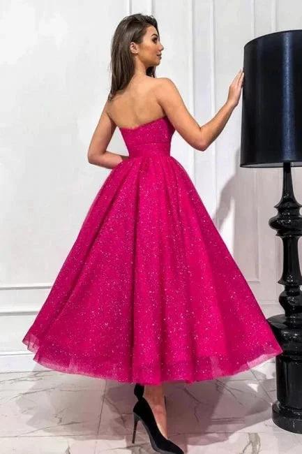 Attractive Fuchsia A-line Sweetheart Strapless Sequined Prom Dress by misshow.com