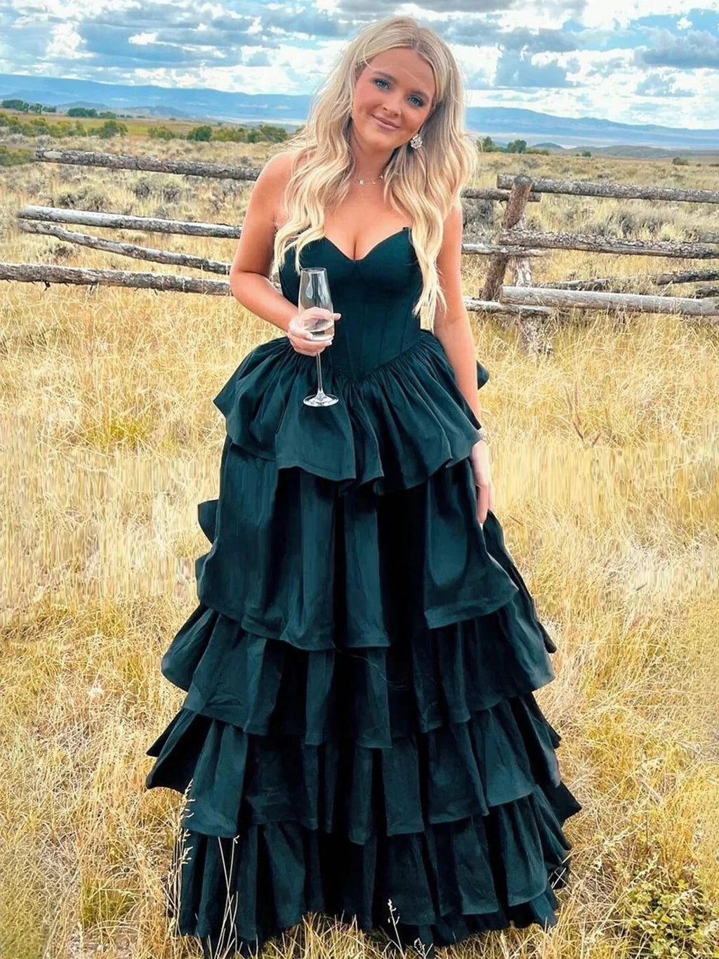 Ausha | Sweetheart Fuchsia Ruffles A-line Prom Dresses by KissProm