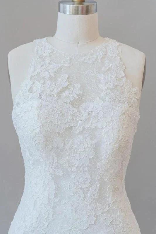 Awesome Illusion Lace Mermaid Elegant Wedding Dresses by misshow.com