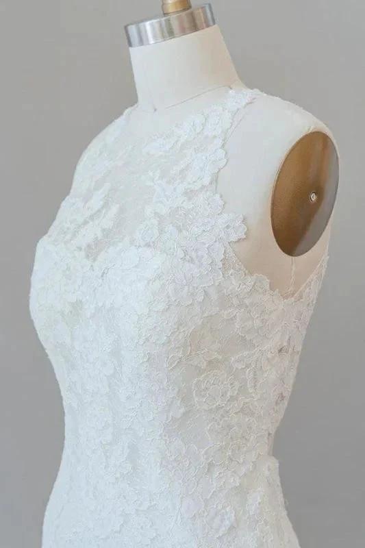 Awesome Illusion Lace Mermaid Elegant Wedding Dresses by misshow.com