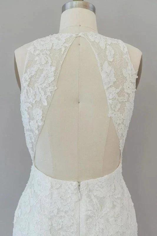 Awesome Illusion Lace Mermaid Elegant Wedding Dresses by misshow.com