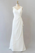 Awesome Long Sheath Lace Chiffon Backless Wedding Dress by BIZTUNNEL