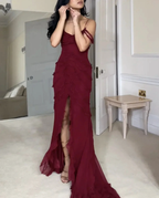 Sexy Slit Mermiad Prom Dress Long Chiffon Evening Dress Party Gown Y7547 by simplepromdress